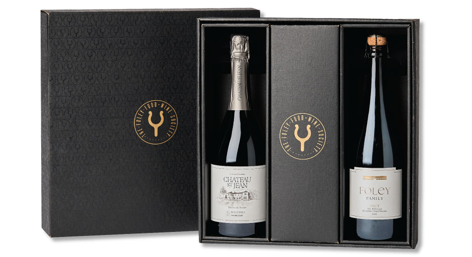 Double Bubbles Holiday Wine Gift Box with two bottles of sparkling wine